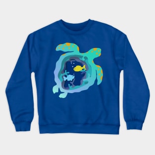 Flat 3D world in a turtle Crewneck Sweatshirt